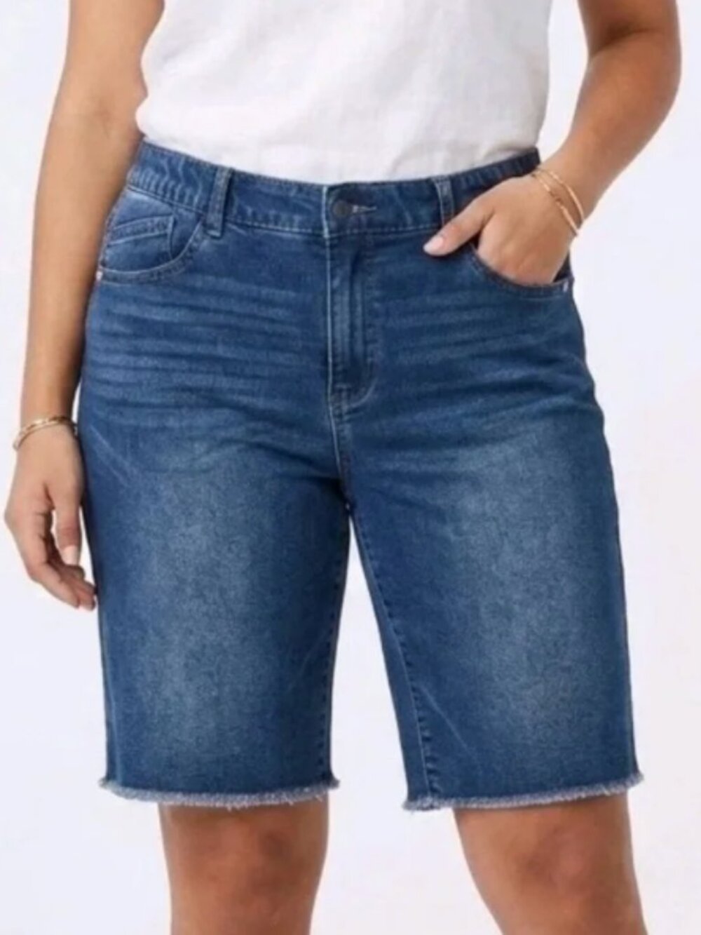 Wit & Wisdom - Retro High Waist Denim Bermuda Shorts - SIZE 16
